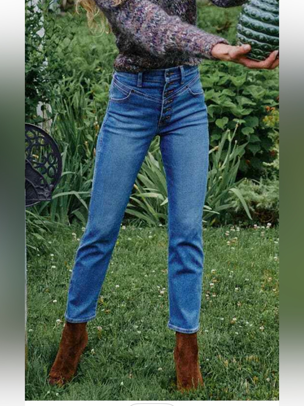 Veronica Beard Blue High-Rise Button-Fly Jeans